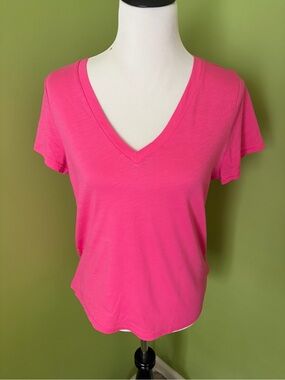 J. Crew Pink Slub Cotton V-Neck Short Sleeve Tee